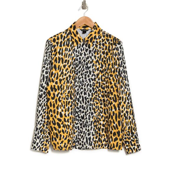 St. John Collection Satin Back Leopard Print Shirt Size small - Picture 1 of 10